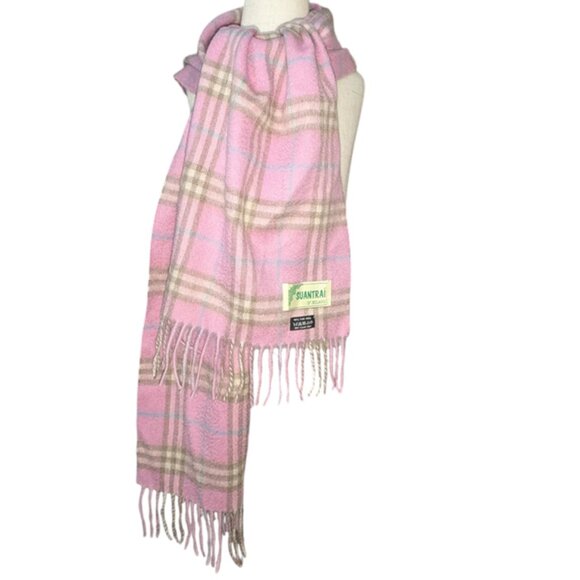 Suantrai Of Ireland 100% Pure Wool Plaid Fringe Soft Winter Warm Scarf Irish - Picture 1 of 9